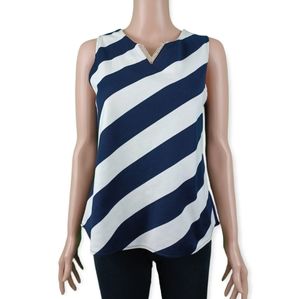 Sleeveless Blue White Stripes Women XS